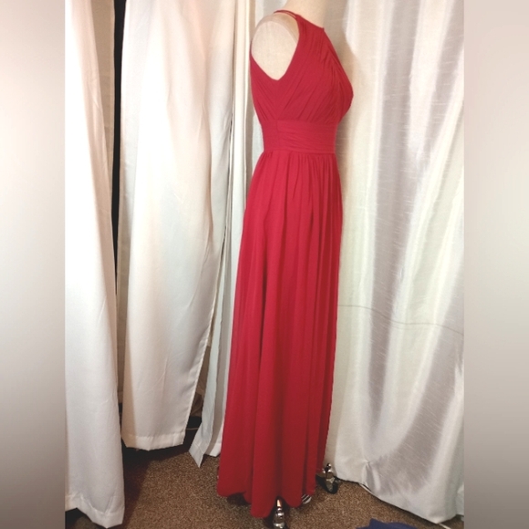 Bill Levkoff Formal Dress, Sleeveless Pleated bodice, Cut Out Back, Red, Long  4 - Picture 8 of 9